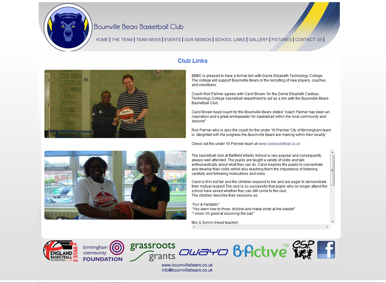 Bournville Bears Webpage